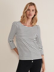 Phase Eight Black Orabella Striped Top - Image 1 of 6