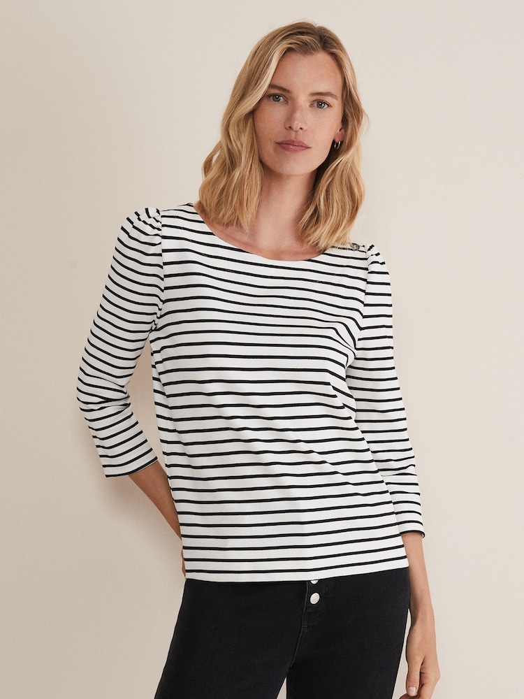 Phase Eight Black Orabella Striped Top - Image 1 of 6