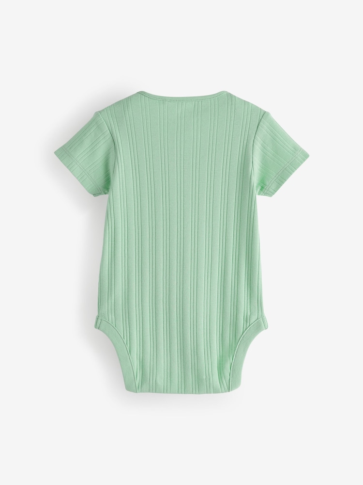 Fluorescent Plain Short Sleeve 100% Cotton Baby Bodysuits 5 Pack - Image 2 of 3