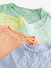 Fluorescent Plain Short Sleeve 100% Cotton Baby Bodysuits 5 Pack - Image 3 of 3