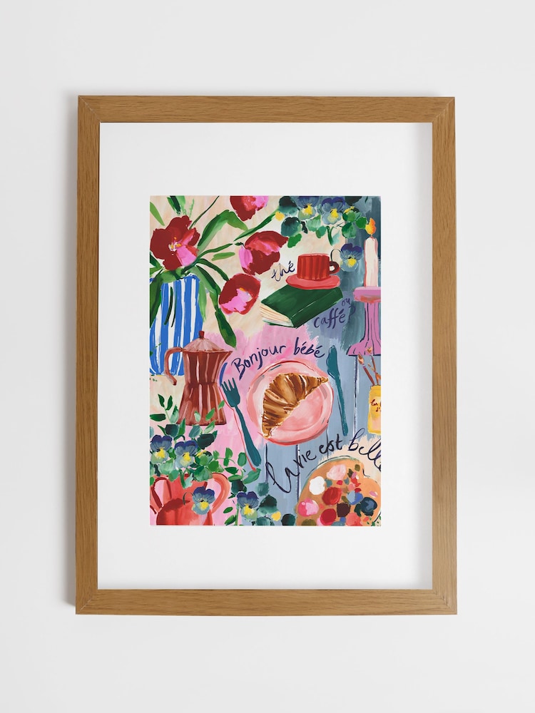 Joules Multi Bonjour Bebe Wood Mounted Framed Print Wall Art - Image 2 of 4 Joules Multi Bonjour Bebe Wood Mounted Framed Print Wall Art - Image 2 of 4