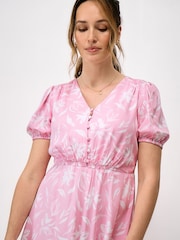 Crew Clothing Pink Ava Floral V-Neck Tea Dress - Image 4 of 5