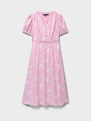 Crew Clothing Pink Ava Floral V-Neck Tea Dress - Image 5 of 5