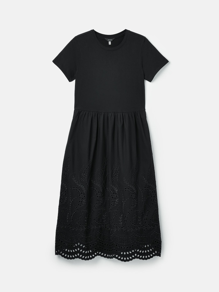 Joules Reid Black Broderie 100% Cotton Dress - Image 6 of 6