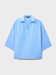 Crew Clothing Blue Anya Linen Blend Popover Shirt - Image 5 of 5