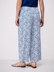 Crew Clothing Blue Cropped Wide-Leg Viscose-TENCEL™ Trousers - Image 2 of 5