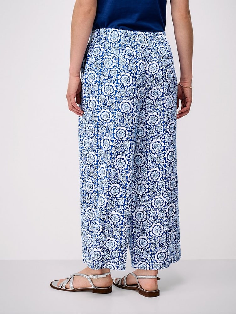 Crew Clothing Blue Cropped Wide-Leg Viscose-TENCEL™ Trousers - Image 2 of 5 Crew Clothing Blue Cropped Wide-Leg Viscose-TENCEL™ Trousers - Image 2 of 5