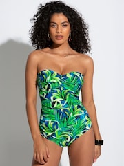 Pour Moi Green & Blue Tropical Santa Monica Removable Straps Tummy Control Swimsuit - Image 2 of 4