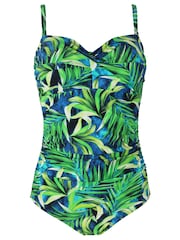 Pour Moi Green & Blue Tropical Santa Monica Removable Straps Tummy Control Swimsuit - Image 3 of 4