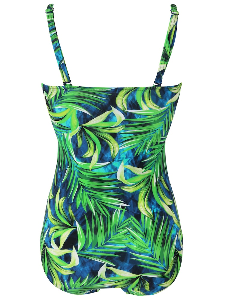 Pour Moi Green & Blue Tropical Santa Monica Removable Straps Tummy Control Swimsuit - Image 4 of 4