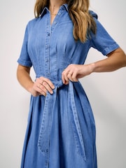 Crew Clothing Blue Fearne Darted Denim Dress - Image 4 of 5