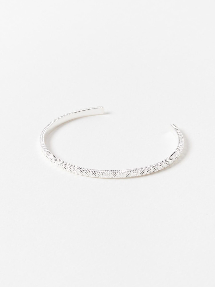 Oliver Bonas Silver Plated Ray Textured Cuff Bracelet - Image 1 of 4