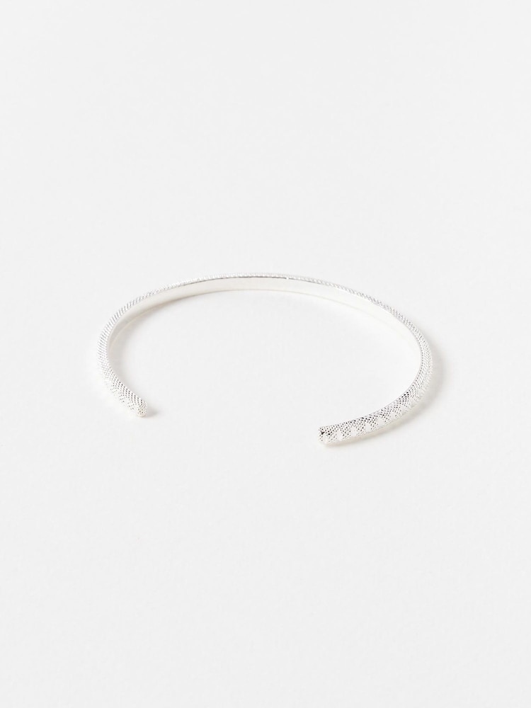 Oliver Bonas Silver Plated Ray Textured Cuff Bracelet - Image 2 of 4