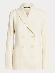 Lauren Ralph Lauren Cream Telbey Double Breasted Linen Blend Twill Blazer - Image 11 of 11