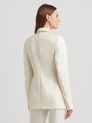 Lauren Ralph Lauren Cream Telbey Double Breasted Linen Blend Twill Blazer - Image 3 of 11