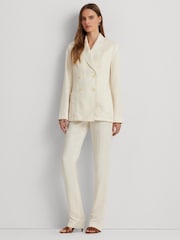 Lauren Ralph Lauren Cream Telbey Double Breasted Linen Blend Twill Blazer - Image 4 of 11