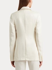 Lauren Ralph Lauren Cream Telbey Double Breasted Linen Blend Twill Blazer - Image 7 of 11