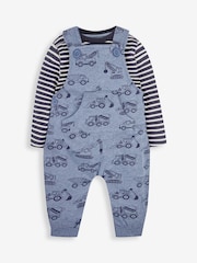 Construcción azul - Conjunto de peto y top de rayas de Jojo Maman Bébé - Imagen 1 de 5