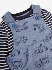 Construcción azul - Conjunto de peto y top de rayas de Jojo Maman Bébé - Imagen 2 de 5