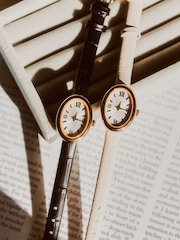 Carrie Elizabeth Gold Tone Elodie Dainty Vintage Leather Watch - Image 3 of 5