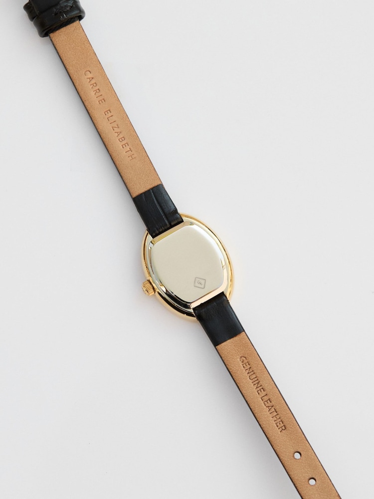 Carrie Elizabeth Gold Tone Elodie Dainty Vintage Leather Watch - Image 5 of 5