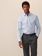 Blue Regular Fit 2 pack Easy Care Long Sleeve Single Cuff Shirts - Image 3 of 6