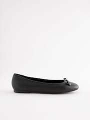 Black Forever Comfort® Round Toe Leather Ballerina Shoes - Image 2 of 5