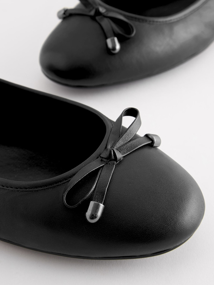 Black Forever Comfort® Round Toe Leather Ballerina Shoes - Image 5 of 5