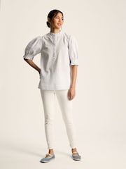 Joules Elle Blue & White Striped Frill Blouse - Image 3 of 7