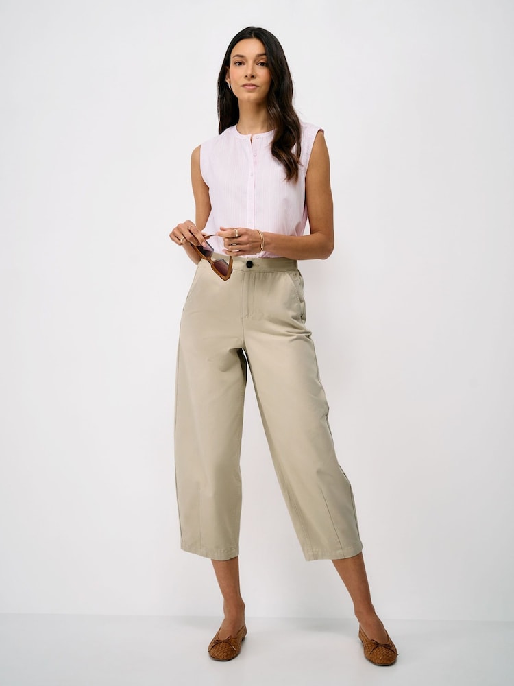 Crew Clothing Natural Casual Cotton Barrel-Fit Chino Trousers - Image 1 of 5