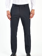 Navy Blue Tailored Fit Stretch Smart Trousers - Image 1 of 4