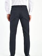 Navy Blue Tailored Fit Stretch Smart Trousers - Image 2 of 4