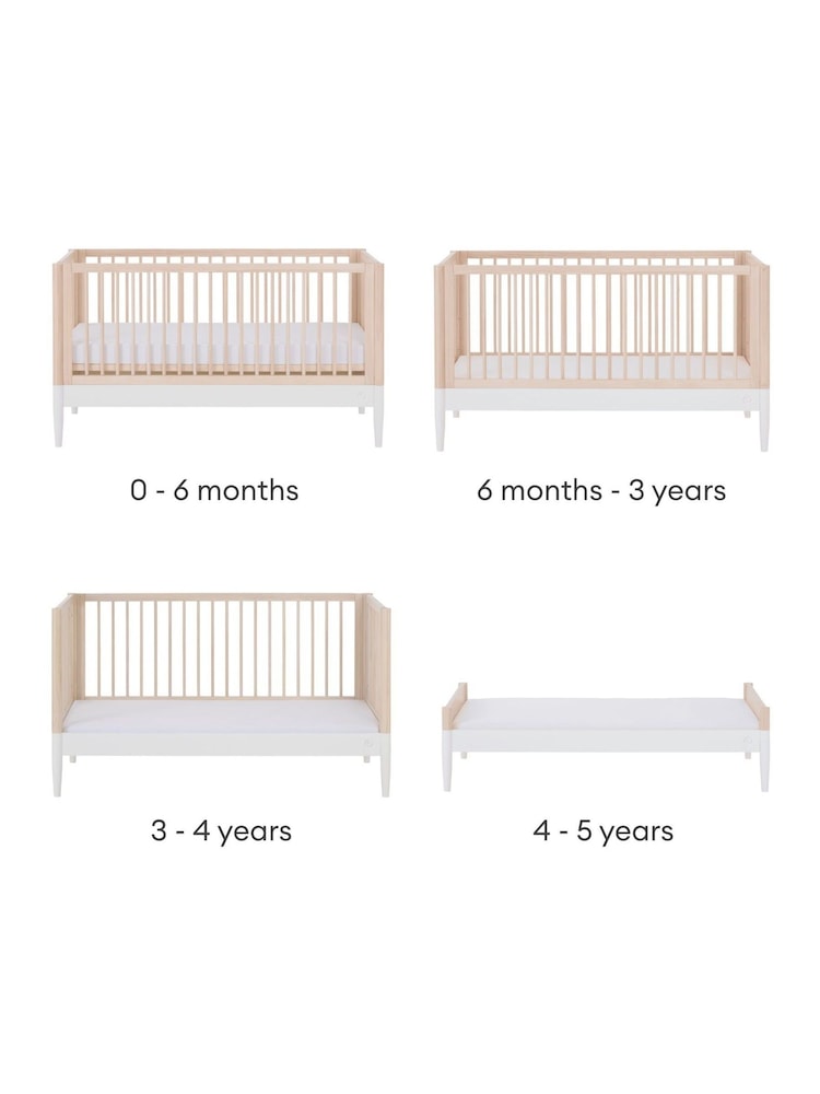Gaia Baby White Natural Ash Eos Cot & Dresser 2 Piece Nursery Furniture Set - Image 6 of 6