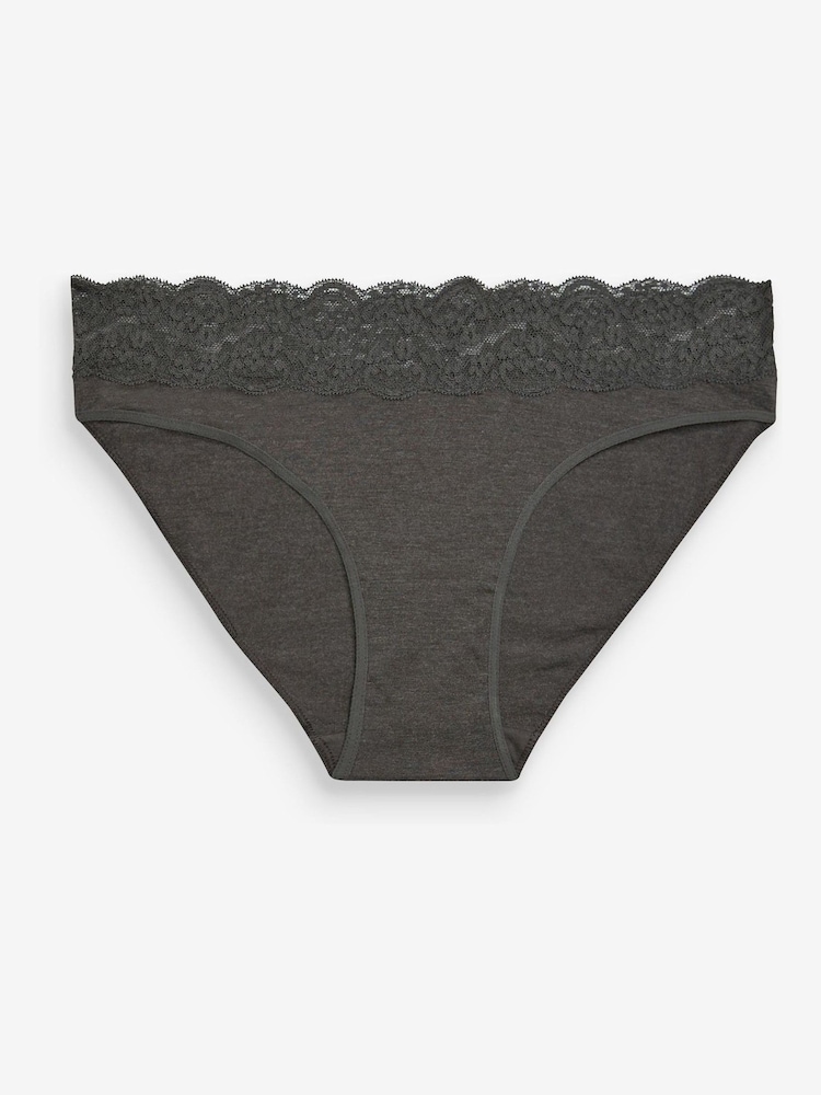 Grey Marl/Pink/Plum High Leg Lace Knickers 4 Pack - Image 10 of 13