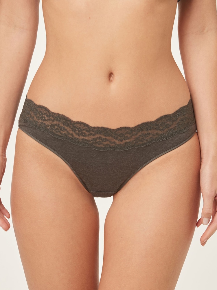 Grey Marl/Pink/Plum High Leg Lace Knickers 4 Pack - Image 7 of 13