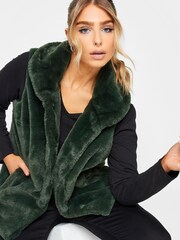 M&Co Green Plush Faux Fur Gilet - Image 1 of 5