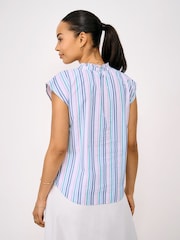 Crew Clothing Blue Cleo Cotton Double Cloth Blouse - Image 2 of 5