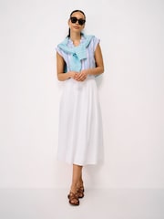 Crew Clothing Blue Cleo Cotton Double Cloth Blouse - Image 3 of 5