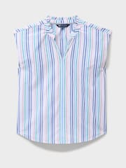 Crew Clothing Blue Cleo Cotton Double Cloth Blouse - Image 5 of 5