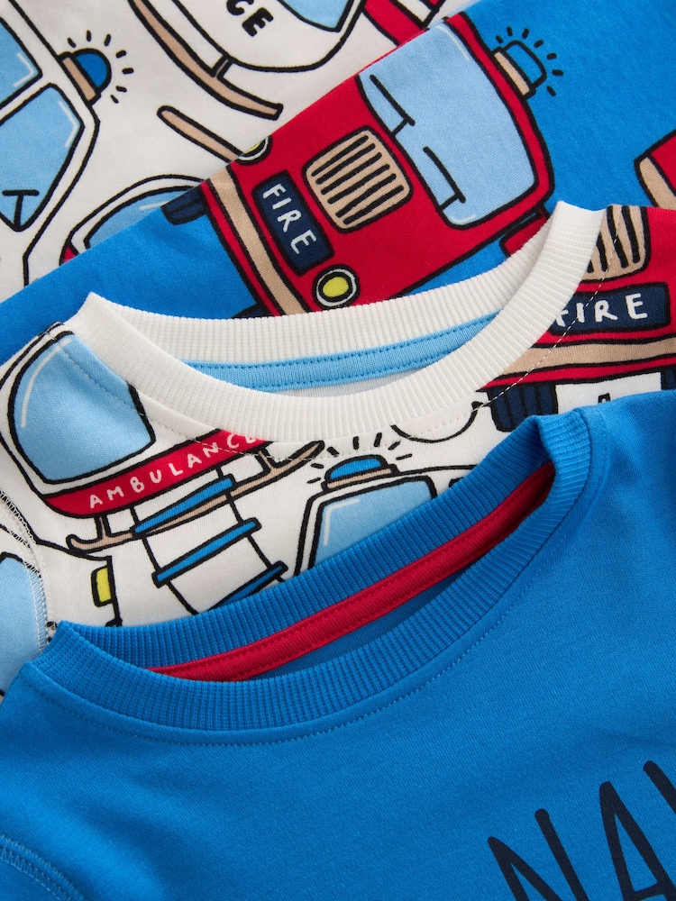 Red/Blue Emergency Vehicles 3 Pack Snuggle Pyjamas (9mths-8yrs) - Image 14 of 15