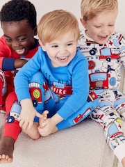 Red/Blue Emergency Vehicles 3 Pack Snuggle Pyjamas (9mths-8yrs) - Image 2 of 15