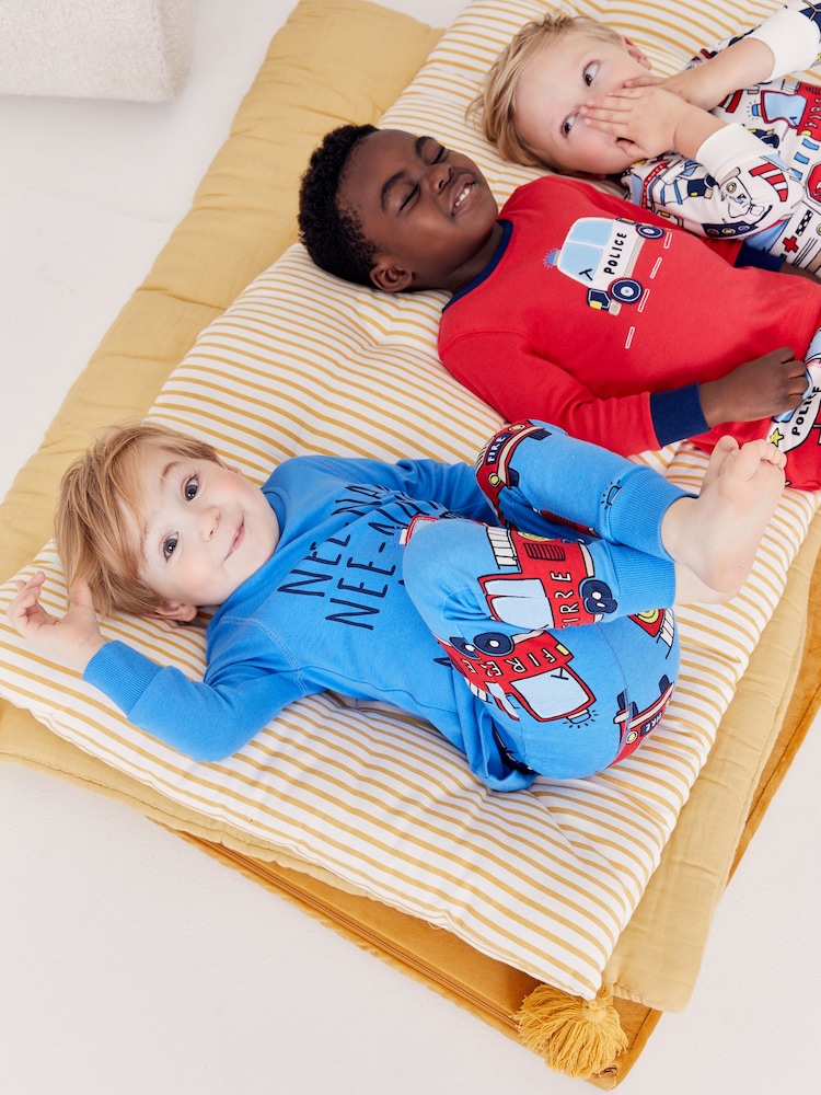 Red/Blue Emergency Vehicles 3 Pack Snuggle Pyjamas (9mths-8yrs) - Image 3 of 15