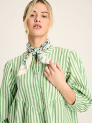 Joules Rowan Green/White Gathered Sleeve Blouse - Image 3 of 7