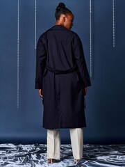 Jolie Moi Blue Double Breasted Trench Coat - Image 2 of 6