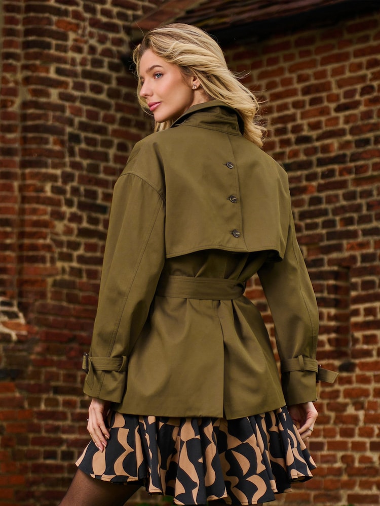 Jolie Moi Green Short Trench Coat - Image 2 of 6