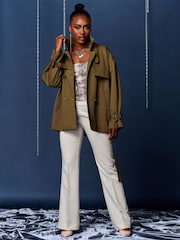 Jolie Moi Green Short Trench Coat - Image 5 of 6