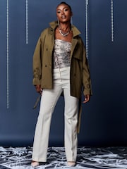 Jolie Moi Green Short Trench Coat - Image 6 of 6