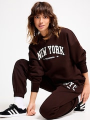 Chocolate Brown New York City Graphic Jogger - Image 1 of 7