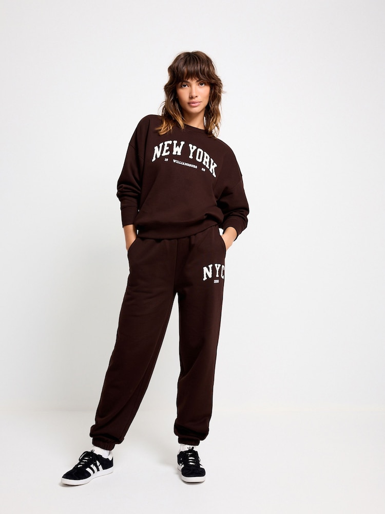 Chocolate Brown New York City Graphic Jogger - Image 2 of 7