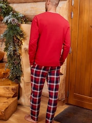 Threadbare Red Elf Cotton Long Sleeve Check Christmas Pyjama Set - Image 2 of 5